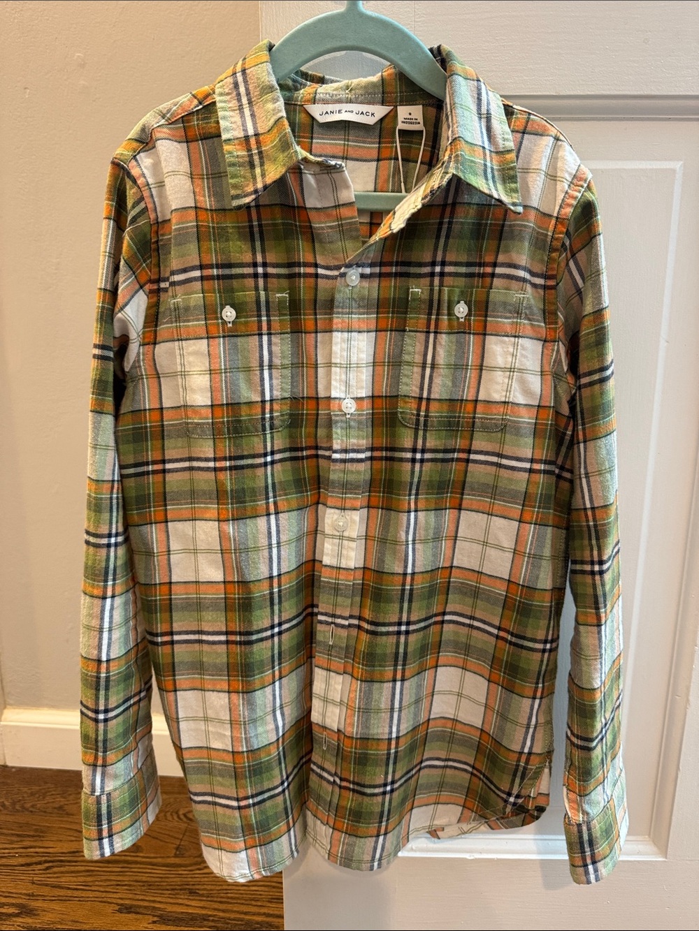 Janie and Jack Boys Green Plaid Button-Up Shirt